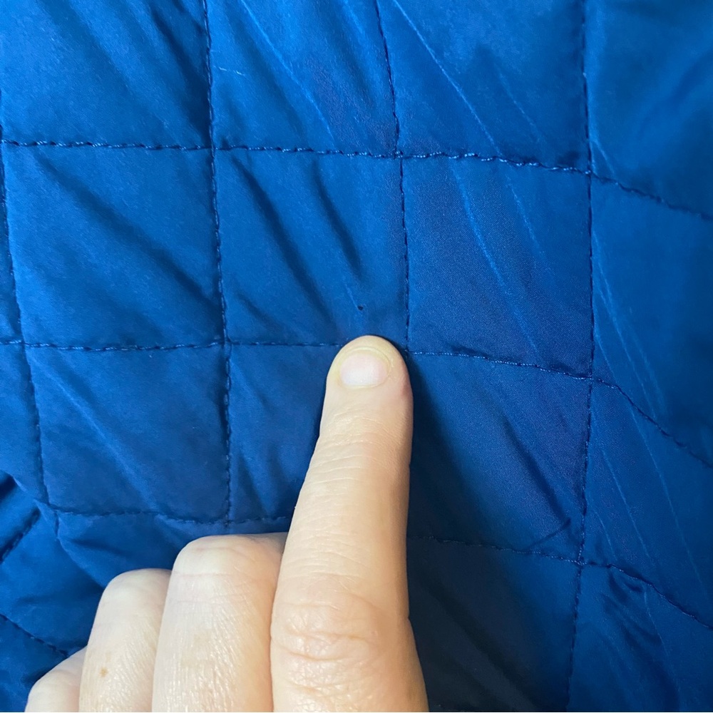 Lands End Quilted Zip Snap Jacket Barn Chore Coat Classic Heritage Puffer Blue M - Picture 14 of 16